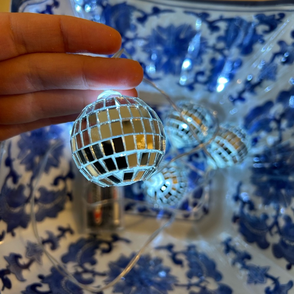Silver Disco Ball String Lights